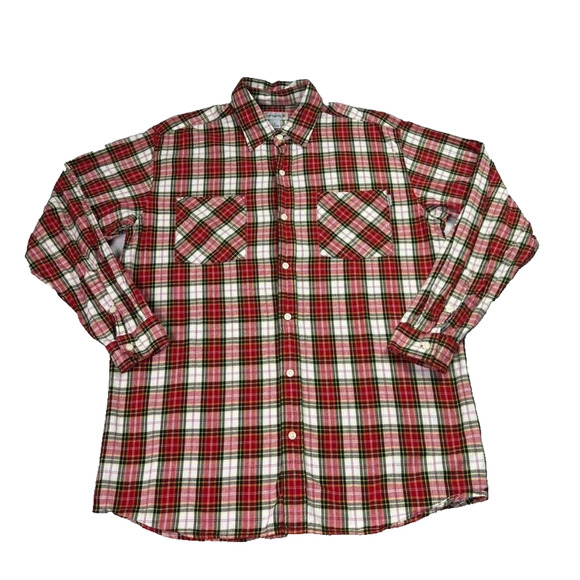 Carhartt Shirt Mens Large Red Button Down Plaid Long Sleeve Collared Western - Picture 1 of 8